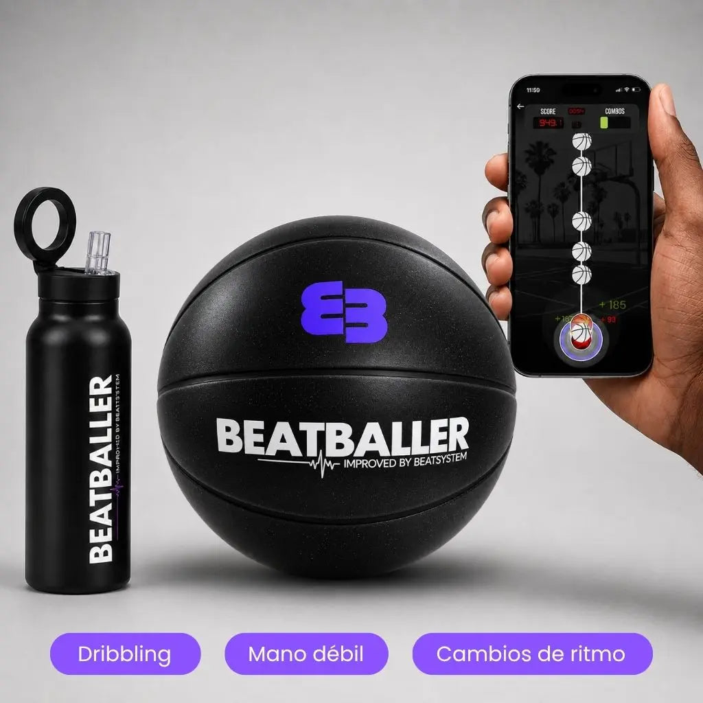 Training Pack Beatballer® con Silent Beatball® 2.0, botella térmica y app de dribbling en smartphone.