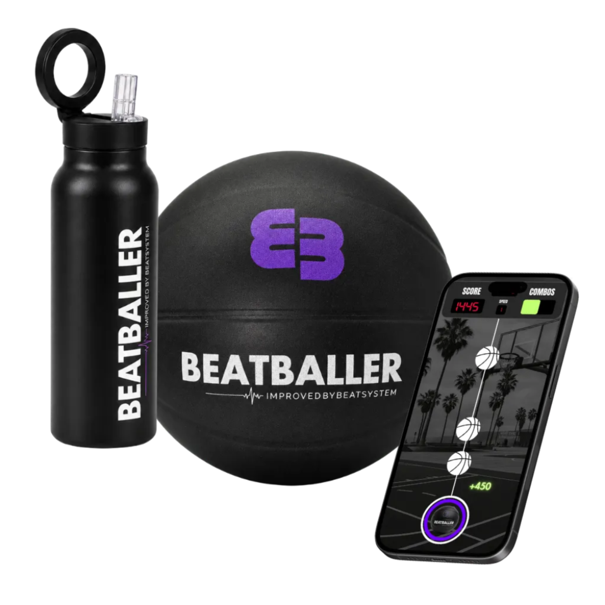 Silent Beatball® + app Beatballer® + gourde isotherme Beatballer® avec support magnétique intégré