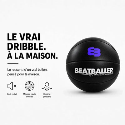 Silent Beatball® 2.0 noir en mousse haute densité, conçu pour dribbler à la maison avec moins de bruit.