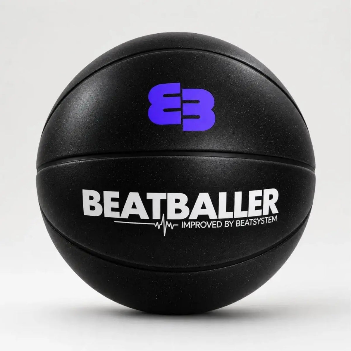 Silent Beatball® 2.0 noir en mousse PU haute densité, avec logo Beatballer® violet et marquage blanc.