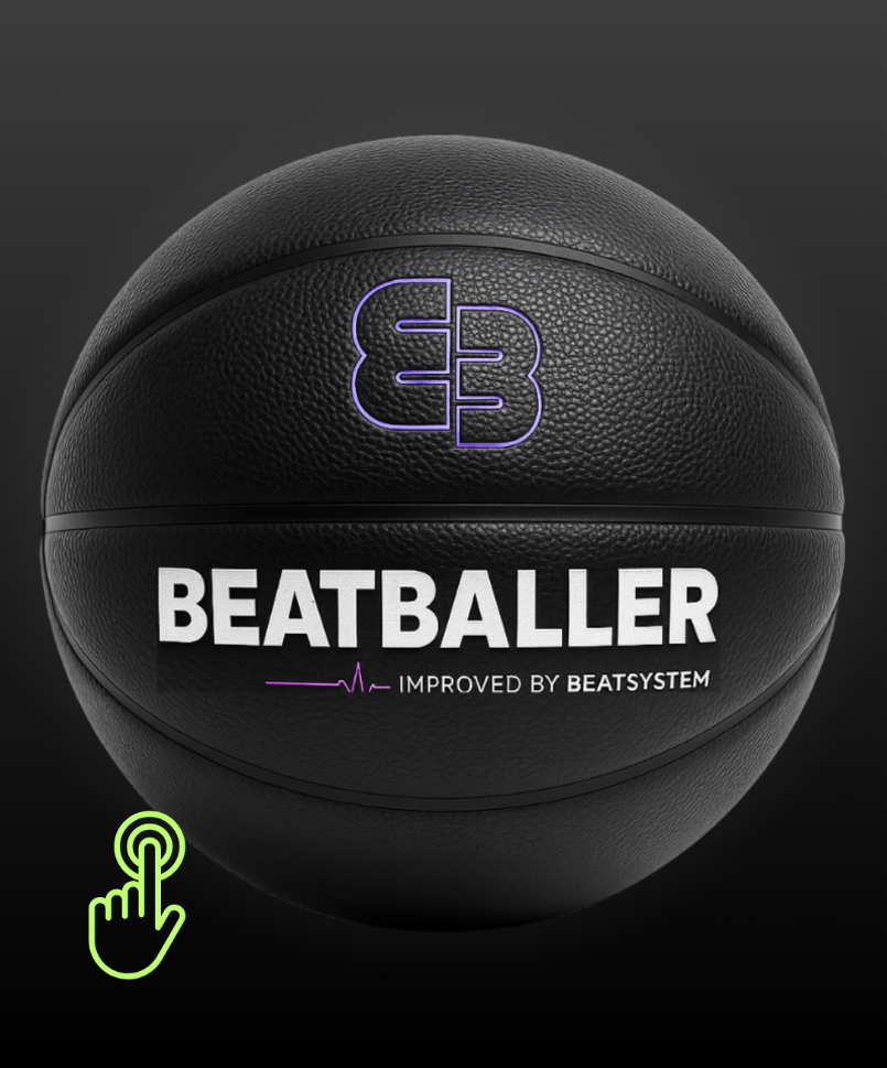 Ballon de basket Beatballer® noir avec logo violet pour entraînement au dribble