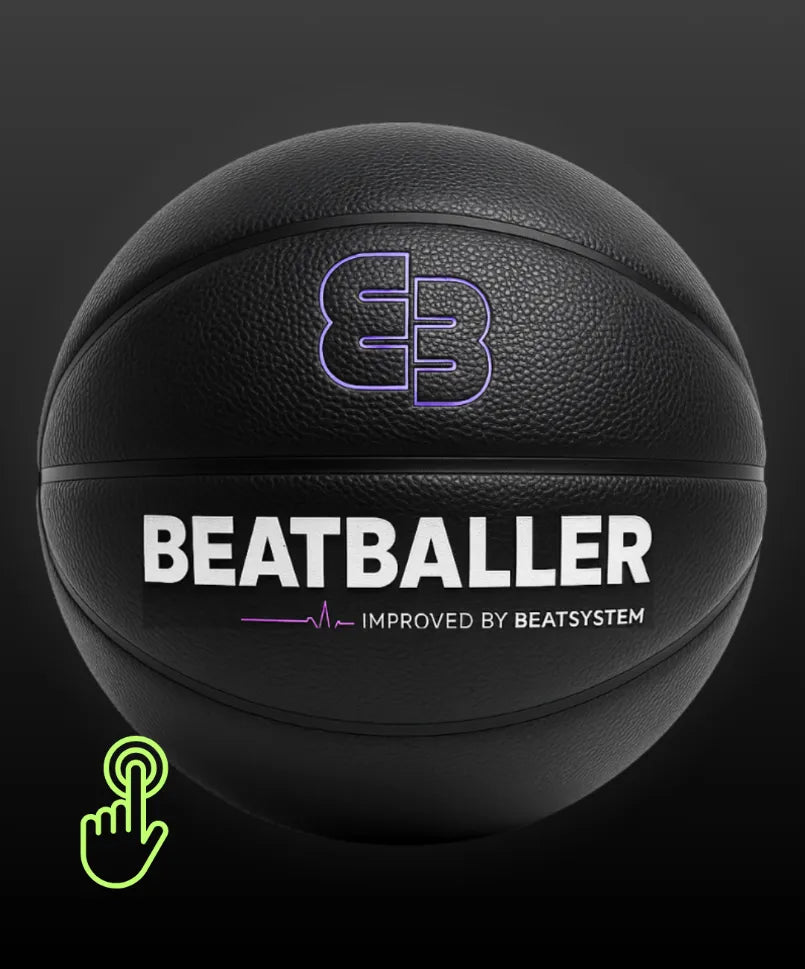 Ballon de basket Beatballer® noir avec logo violet pour entraînement au dribble