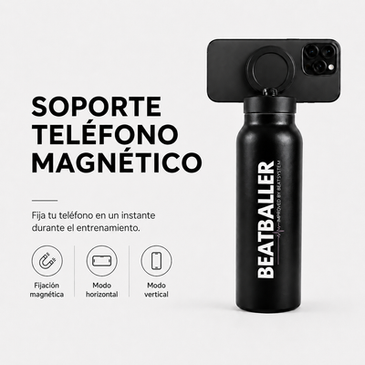 Botella isotérmica Beatballer® con soporte magnético para teléfono durante el entrenamiento